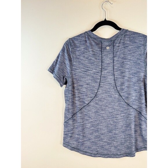Lululemon Womens Top Gray Heather Long Distance Short Sleeve Athletic Tee Size 8 - Picture 7 of 9
